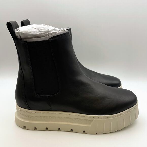 J/Slides Women's Riley Chelsea Boot Size 10 Black Leather Platform NIB - Picture 3 of 12